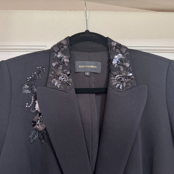 NEW $795 Kobi Halperin Black Jacket with Sequins & Beads sz M - Picture 1 of 6